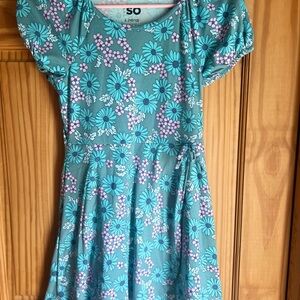 SO Teal and Lavender Floral Kids Dress